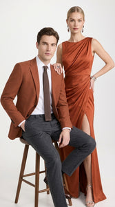 Men’s Burnt Orange Suit Jacket – 2 Button Notch Lapel Formal Blazer
