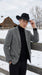 Men’s Grey Herringbone Winter Cowboy Blazer – Western Sport Coat Jacket