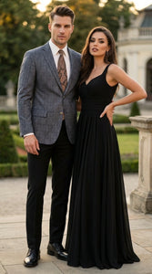 Men’s Charcoal Gray Windowpane Check Blazer – Classic Two Button Formal Sport Coat Jacket