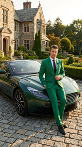 Men’s Augusta Green Emerald Light Green Suit – Slim Fit 2 Piece Formal Suit for Wedding, Prom and Evening Events
