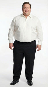 Men’s Ivory Cream Off White  Pleated Tuxedo Dress Shirt | French Cuff Formal Wedding Shirt