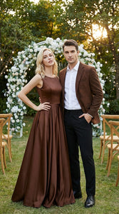 Men’s Zacchi Brown Textured Blazer – Classic Single Button Sport Coat with Notch Lapel Formal Jacket