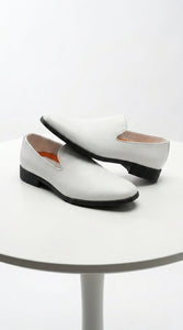 Men’s White Plain Toe Slip On Loafer Dress Shoes – Classic Formal Lightweight Shoes for Wedding, Party and Business Wear