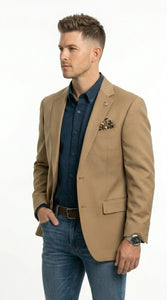 Mens Khaki Camel Bronze Taupe Blazer, Classic Business Casual Wedding Sport Coat Jacket in Tan Color