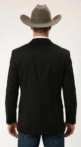 Men’s Black Linen Western Cowboy Blazer – Lightweight Formal Blazer Jacket for Wedding - Country Summer Jacket