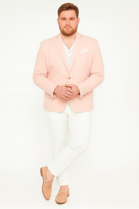 Men’s Blush Pink Slim Fit Blazer – Stylish Two-Button Sport Coat with Notch Lapel