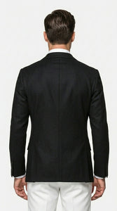 Men’s Black Double Breasted Blazer, Formal Wedding Business Casual Sport Coat Jacket