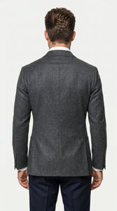 Men’s Charcoal Double Breasted Blazer, Formal Wedding Business Casual Sport Coat Jacket Wool Fabric