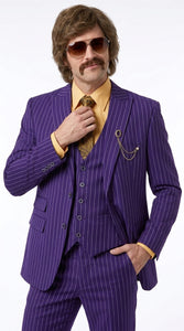 Men’s Purple Pinstripe 3-Piece Suit – 1970s Disco, Pimp, Retro Rockabilly and Party Suit