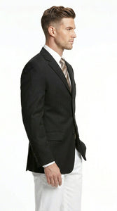 Men’s Black Three Button Blazer – Classic Formal Suit Jacket for Business, Office, Sport Coat