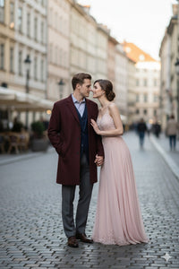 Men’s Burgundy Wool and Cashmere Car Coat – Classic Winter Topcoat for Business and Formal Wear