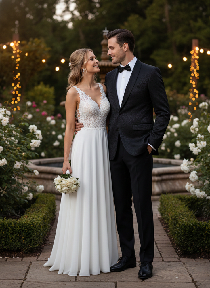 Men’s Black Textured Paisley floral Tuxedo Suit – Premium Slim Fit Formal Wedding, Prom, with Bowtie