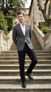 Mens Charcoal Pinstripe Blazer – Classic Tailored Formal Jacket for Business, Office and Evening Wear