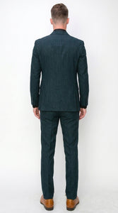 Men’s Teal Green 3 Piece Suit – Modern Two Button Suit with Matching Vest & Pants