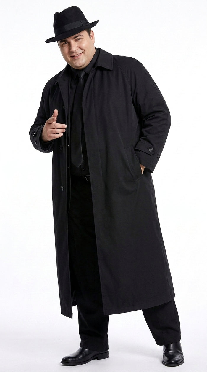 Men’s V for Vendetta Inspired Black Trench Coat – Long Gothic Full-Length Overcoat