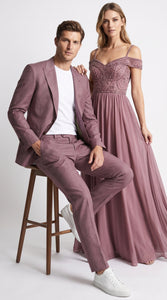 Men’s Mauve 2-Piece Suit – Classic Two-Button Wedding, Prom and Business Suit