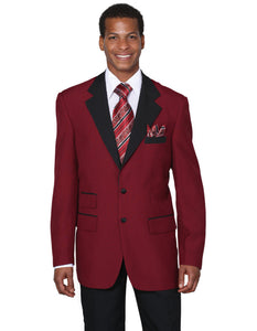 Mens 2 Button Black Lapel Tuxedo in Burgundy - Men's Tuxedo USA