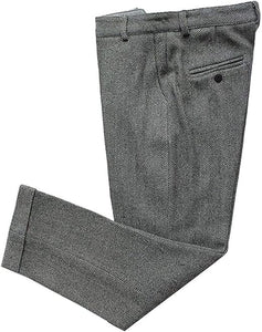 Mens Vintage Tweed Dress Pants Slacks Trousers Regular Fit Suit Pants in Grey