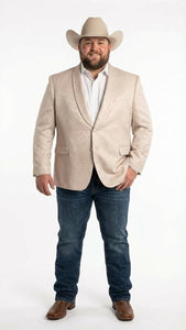 Men’s Tan Khaki Beige Cream Champaign Paisley Western Blazer Jacket, Embossed Dress Sport Coat for Wedding Party Rodeo Style