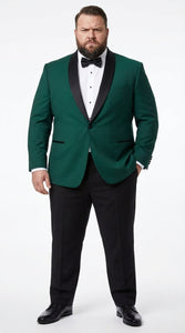 Men’s Emerald Green Tuxedo Jacket with Black Satin Shawl Lapel | Prom Dinner Blazer