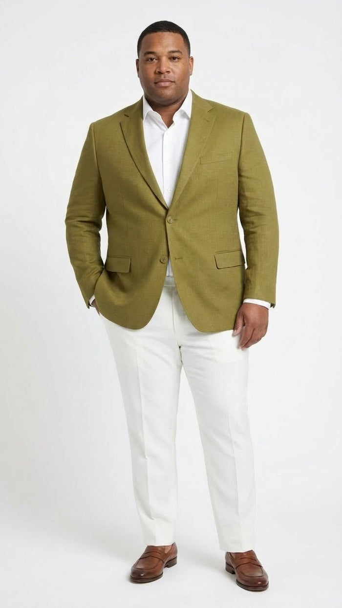 Men’s Olive Green Blazer Sport Coat – Fabric Summer in pistachio sage green