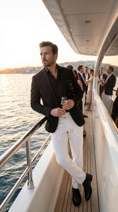 Men’s Black Seersucker Blazer – Textured Two-Button Notch Lapel Formal & Summer Sport Jacket in Black Tone-on-Tone Cotton Fabric