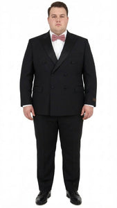 Tiglio Brand 100% Wool Super 150s Italian fabric Men’s Classic Black Double-Breasted Tuxedo with Satin Peak Lapel – Formal Wedding & Gala Suit Set