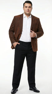 Men’s Zacchi Brown Textured Blazer – Classic Single Button Sport Coat with Notch Lapel Formal Jacket