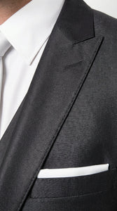 Men’s Black Three Piece Suit – Modern Fit 3PC Formal Suit with Vest for Wedding, Prom and Business Events Sharkskin Shiny Fabric