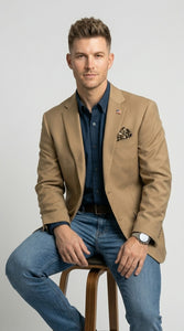 Mens Khaki Camel Bronze Taupe Blazer, Classic Business Casual Wedding Sport Coat Jacket in Tan Color
