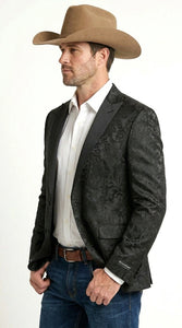 Men’s Black Paisley Western Cowboy Blazer – Classic Western Style Formal Jacket, Elegant Country Blazer Coat - saco para vaquero