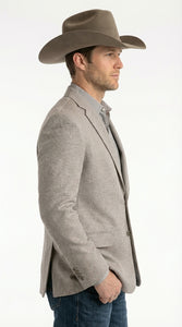 Mens Textured  Light Grey Western Blazer – Cowboy Style Casual Sport Coat for Men Classic Western Jacket