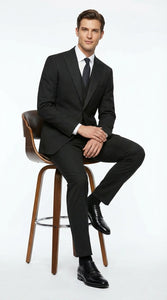 Vitali Mens Black Tone on Tone Shadow Stripe Vested Suit Set – 3 Piece Modern Fit Pinstripe Two Buttons