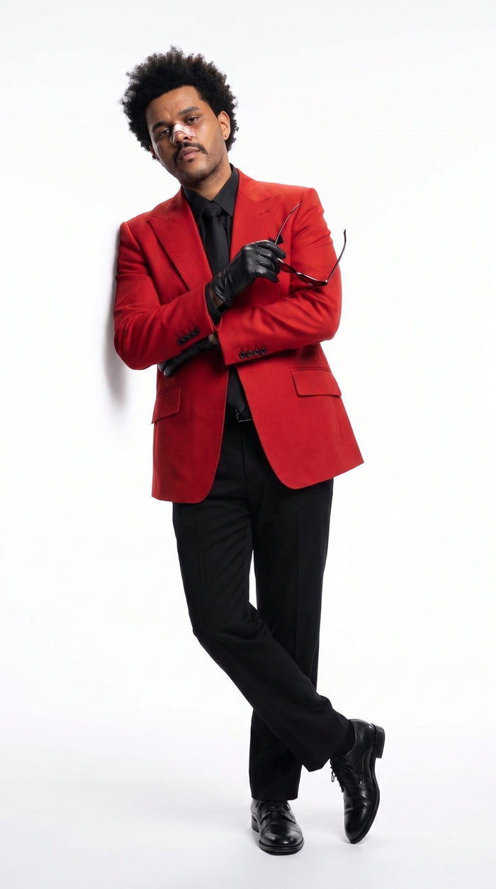 Men’s Red Blazer with Black Pants – Celebrity Inspired Wedding, Prom & Party Suit