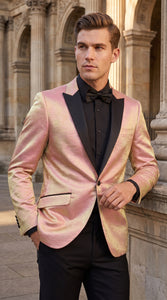Men’s Rose Gold Tuxedo Jacket – Black Peak Lapel Wedding, Prom and Formal Dinner Blazer