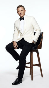 Men’s James Bond Style Ivory Dinner Jacket, White Tuxedo Blazer for Wedding, Prom and Black Tie Events