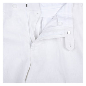 Mens Basic Two Button Classic Fit Linen Summer Suit in White