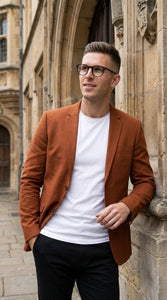 Men’s Dark Burnt Orange 2-Button Blazer – Modern Sport Coat for Wedding, Business and Casual Wear
