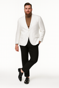 Men’s White Linen Blazer – Classic Two-Button Lightweight Sport Coat