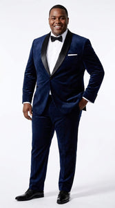 Men’s James Bond Inspired Navy Blue Tuxedo – Black Shawl Lapel Wedding & Prom Suit
