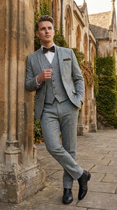 Men’s Edwardian Grey 3-Piece Suit – Dickens Downton Abbey Victorian Vintage Tweed Suit