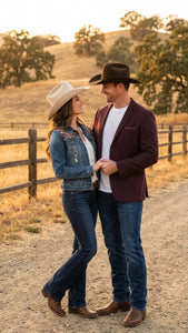 Men’s Burgundy Western  Blazer Jacket, Textured Cowboy Style Sport Coat for  - Tweed Herringbone Maroon Colo