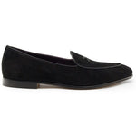 Zelli Hand-Stitched Sueded Goatskin Loafer with Crocodile Vamp in Black