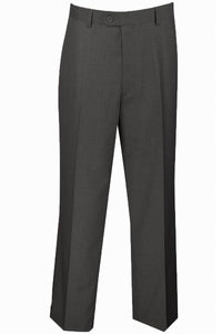 Charcoal Grey Men's Regular Fit Wool Dress Pants - Flat Front Style