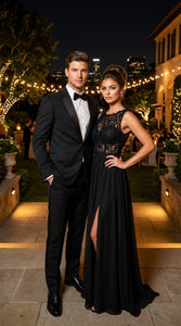 Tiglio Designer Men’s Black Single Button Tuxedo Suit – Formal Black Business and Wedding Suit Shawl Collar  Super 150's Wool Fabric