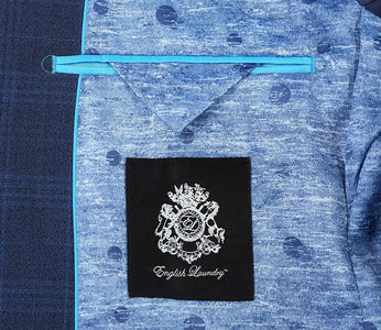 English Laundry 2-Piece Blue Plaid Wool Blend Slim Fit Dress Suit