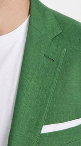 Men’s Emerald Green Linen Suit Set – Lightweight Summer Blazer and Pants, Casual Formal Summer Suit, Breathable Wedding Party Outfit