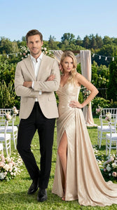 Zacchi Men’s Beige Hopsack Blazer – Classic Two Button Sport Coat with Peak Lapel Formal Jacket