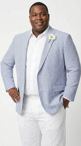 Mens Blue Seersucker Blazer – Lightweight Striped Summer Sport Coat Casual Smart Formal Jacket