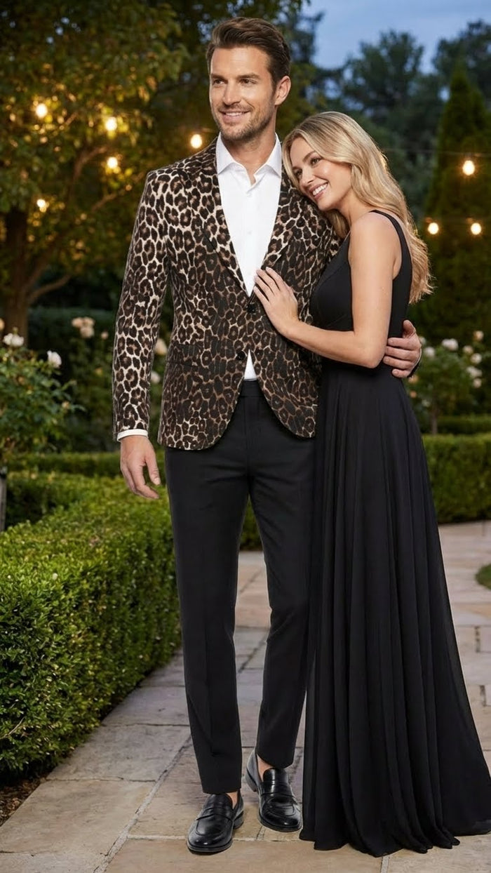 Men’s Leopard Print Blazer – Slim Fit Statement Jacket for Evening, Party, and Fashion Wear